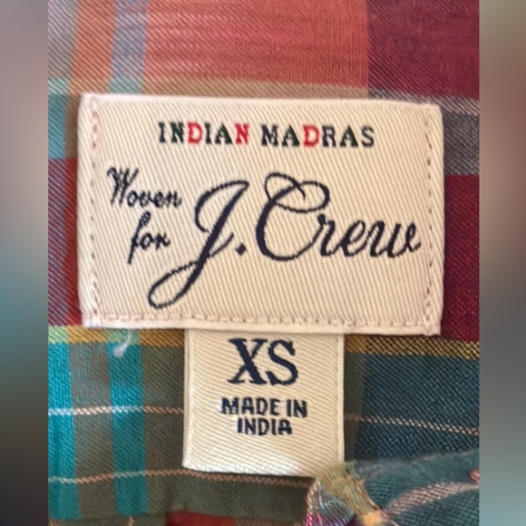 J.Crew Indian Madras Popover Half-button front design Men’s size XS - Picture 4 of 7